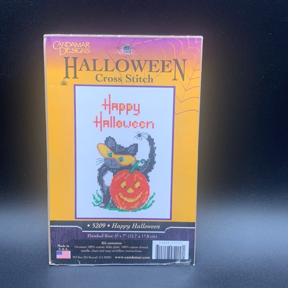 Candamar Designs Other - Candamar Designs Happy Halloween Cross Stitch Kit Black Cat Pumpkin No. 5209